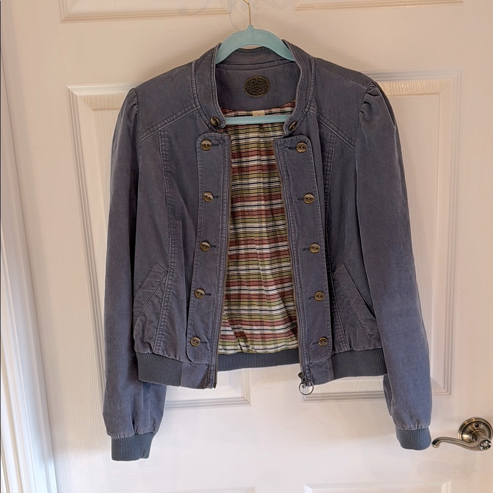 Idra for Anthropologie Blue Corduroy Jacket